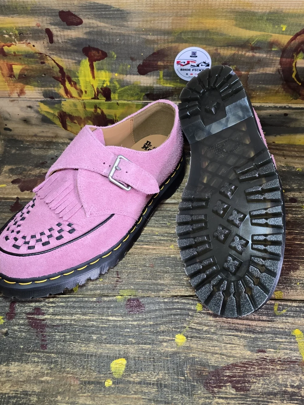 Dr. Martens Ramsey Monk Kiltie Pink Loafers Suede Monkstrap Creepers Men's Sz 10 - Picture 7 of 8